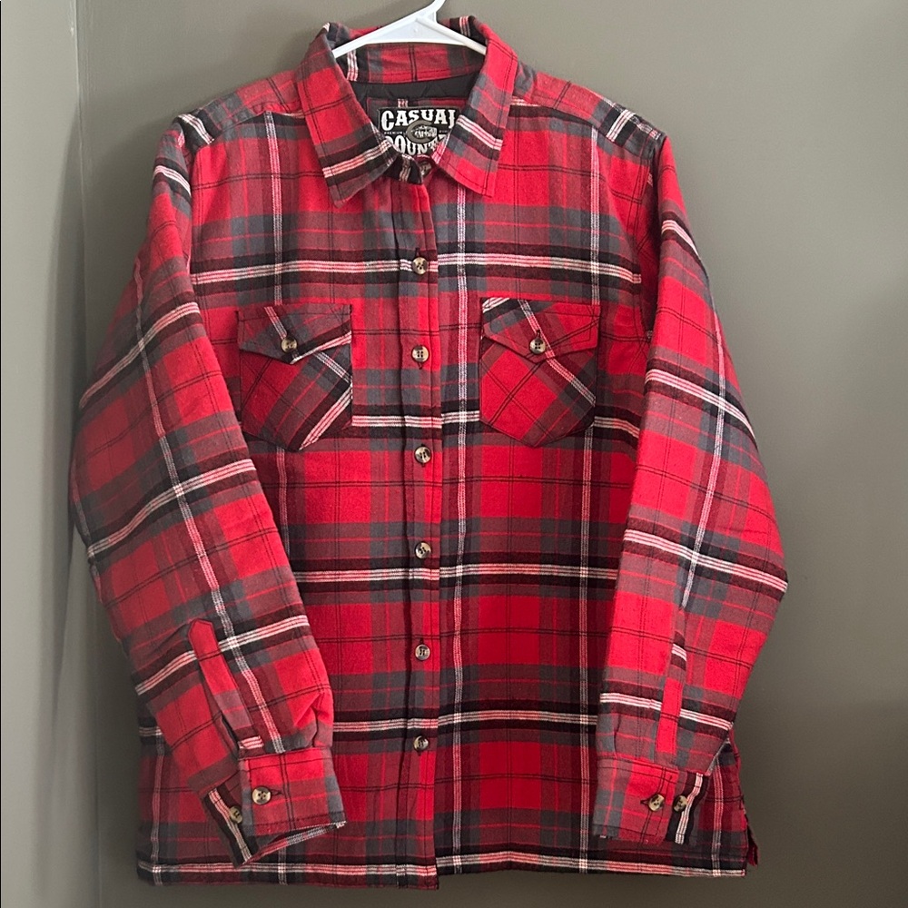 Women's Red Plaid Utility Jacket. NWOT.